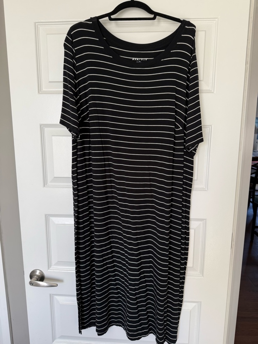 Women’s Black & White Striped Midi Dress.  Never worn.